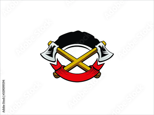 wood craftsman drawing with ax tool vector illustration design