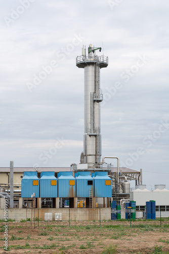 Industrial pipe at the factory for processing of agricultural products