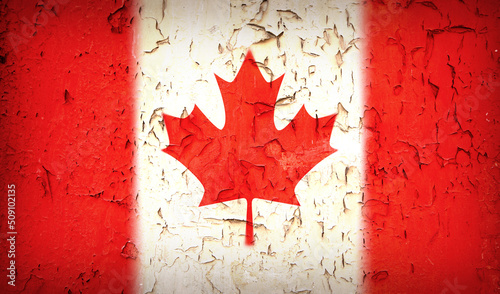 Vintage Canadian Flag with peeling paint texture