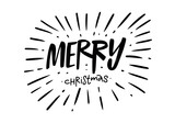 Merry Christmas hand drawn black color holiday lettering text.
