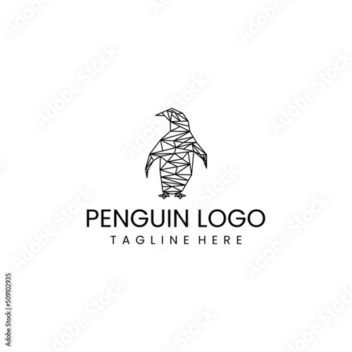 Penguin geometric polygonal logo vector icon design template