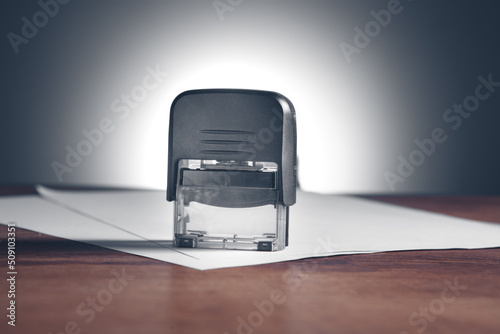 put a stamp on business contract in office photo