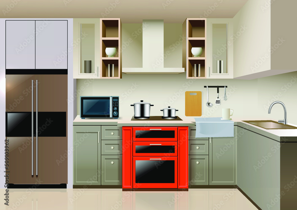 Modern kitchen interior background template Modern kitchen interior background template