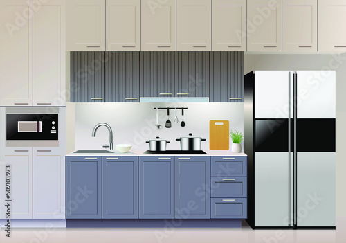Modern kitchen interior background template