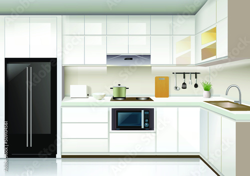 Modern kitchen interior background template
