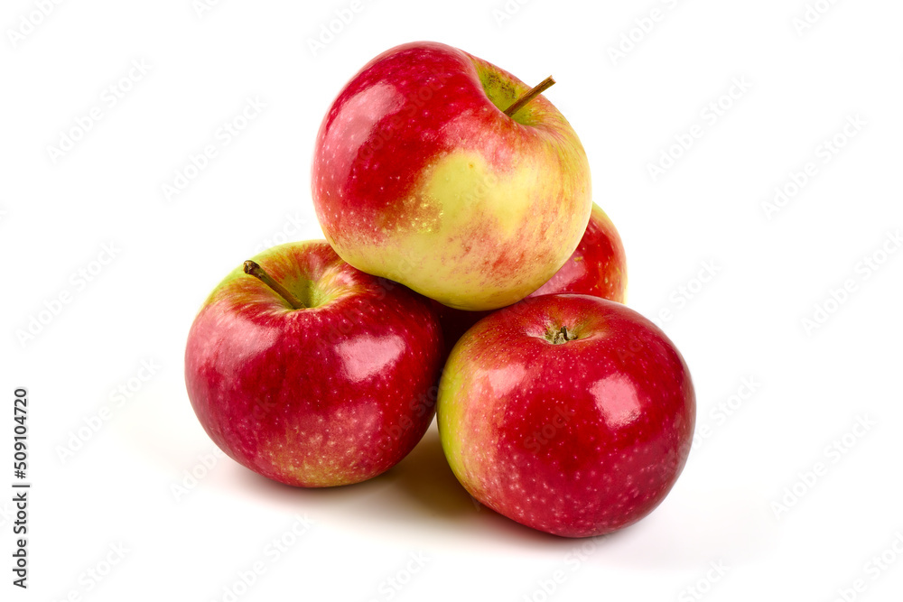 Shiny red apples, isolated on white background. Shiny red apples, isolated on white background.