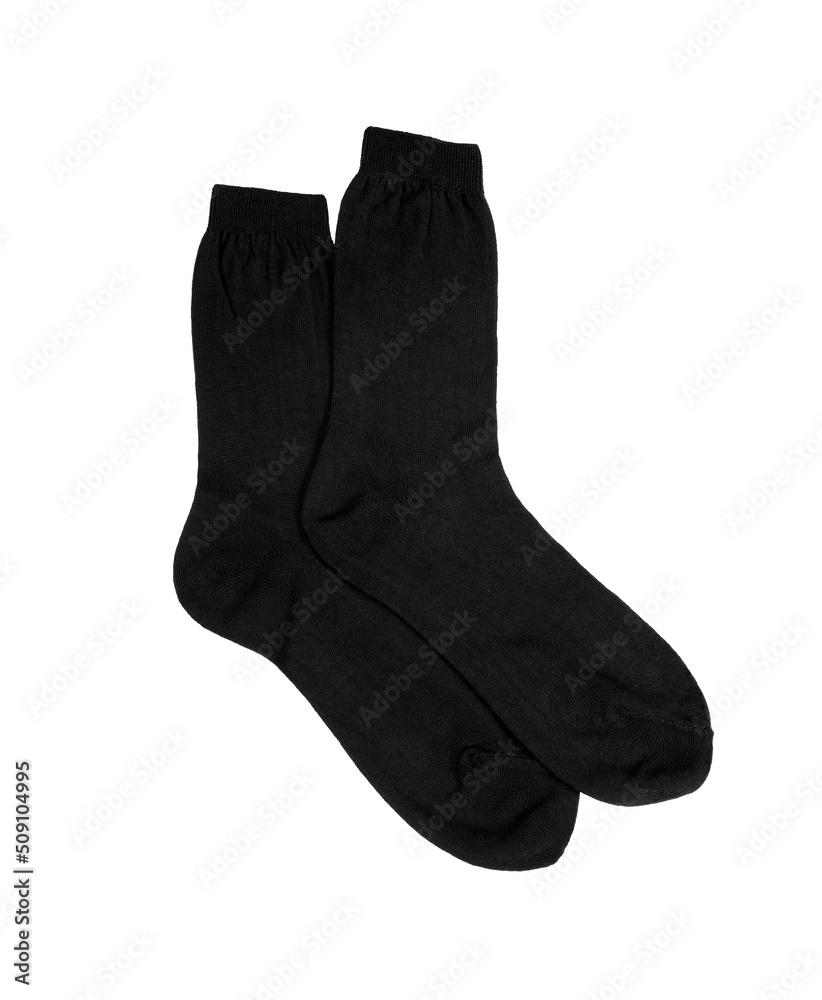 Black Socks on White Background. Template for Mockup Collage. File with Clipping Path. Black Socks on White Background. Template for Mockup Collage. File with Clipping Path.