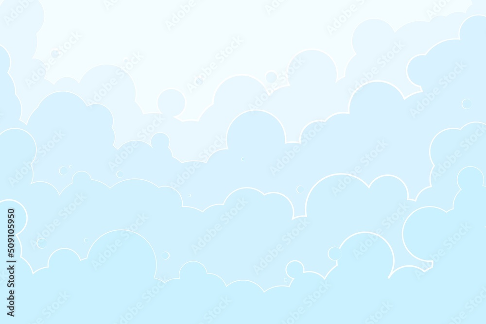 Sky and Clouds, Beautiful Background. Stylish design with a flat, cartoon poster, flyers, postcards, web banners. holiday mood, airy atmosphere. Isolated Object. Design Material. Vector illustration.