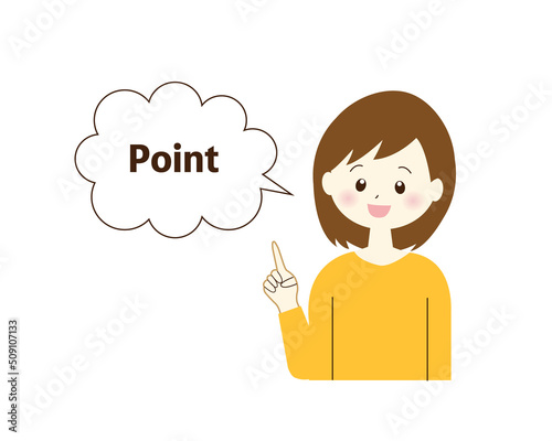 ポイントの説明をする女性のイラスト素材