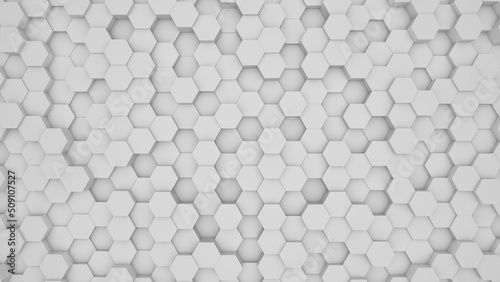 White geometric hexagonal abstract background. 3d rendering