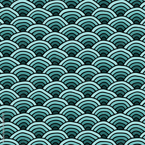 Abstract hand drawn japanese themed pattern design