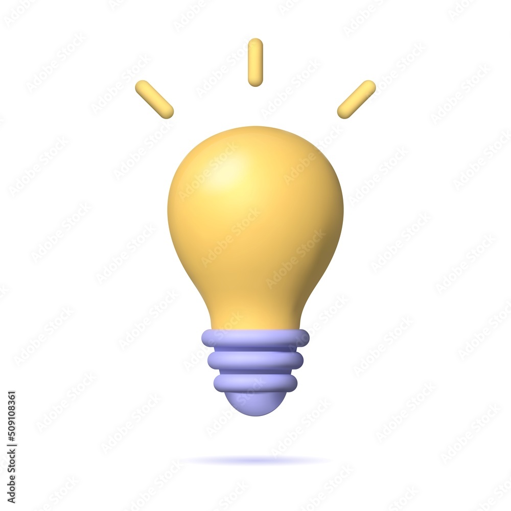 3d light bulb icon isolated on white background. Idea, solution, business, strategy concept. Vector illustration