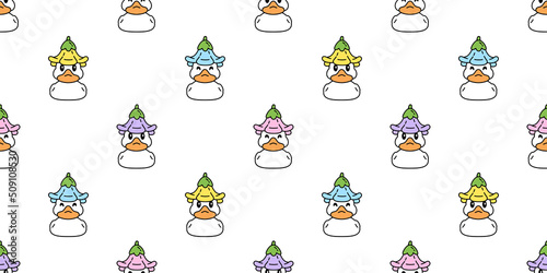 duck seamless pattern daisy flower shower bathroom toy swimming pool bird chicken vector cartoon pet scarf isolated animal tile wallpaper repeat background doodle illustration pastel desig