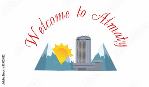 Vector template of Almaty city adverising illustration