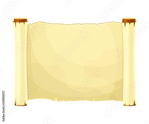 Old Scroll or Roll of Papyrus, Parchment or Paper Containing Writing Vector Illustration