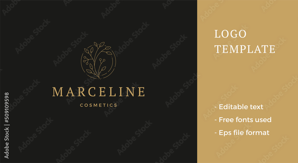 Premium line art golden natural tree branch with berries and leaves organic design logo vector Premium line art golden natural tree branch with berries and leaves organic design logo vector