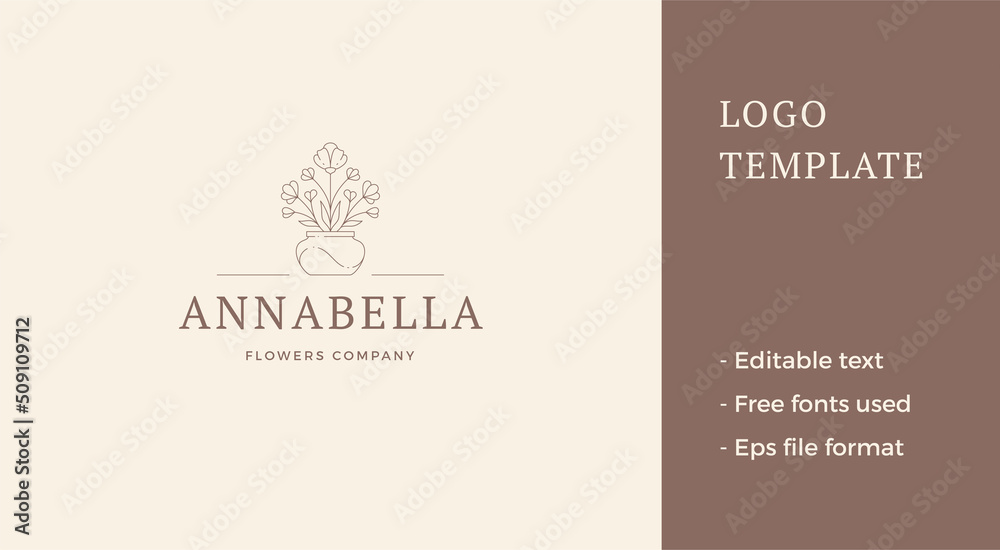 Growing natural narcissus flower in pot minimalist logo with place for text vector illustration Growing natural narcissus flower in pot minimalist logo with place for text vector illustration