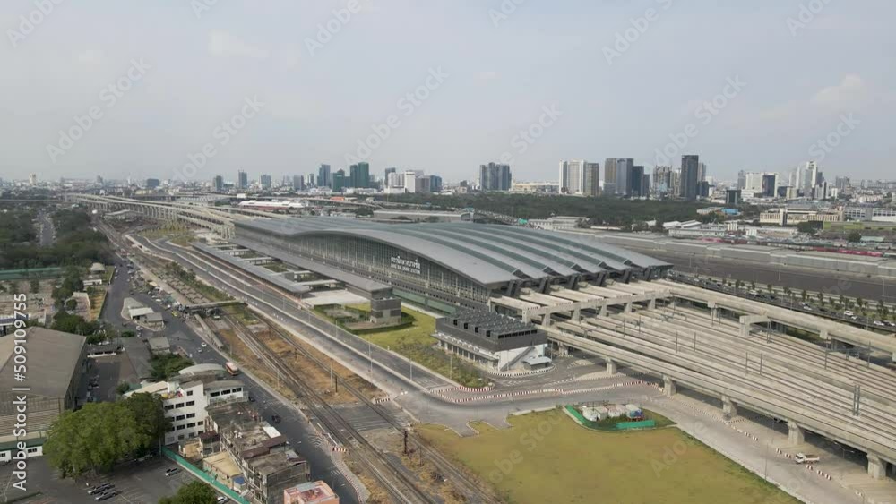 Flyover modern Building of New Railway Station in Bangkok, Thailand Flyover modern Building of New Railway Station in Bangkok, Thailand
