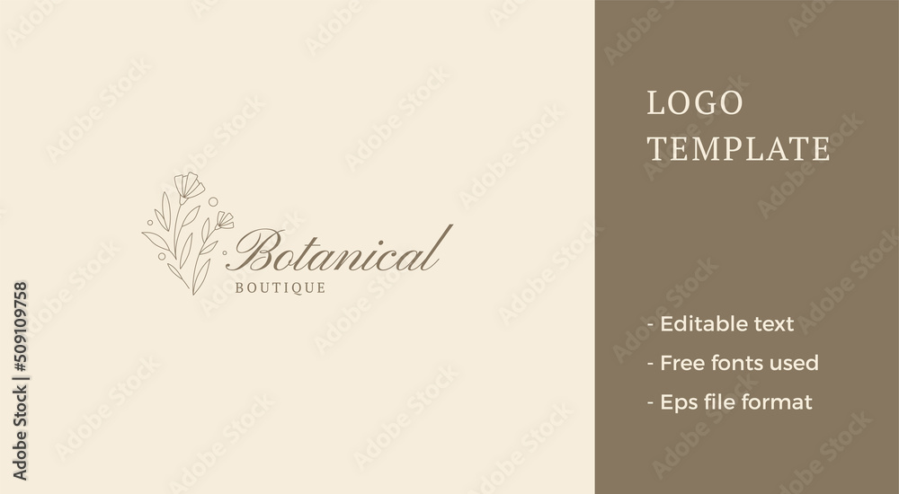 Fototapeta premium Minimalist organic buttercup wild flower logo place for text vector illustration