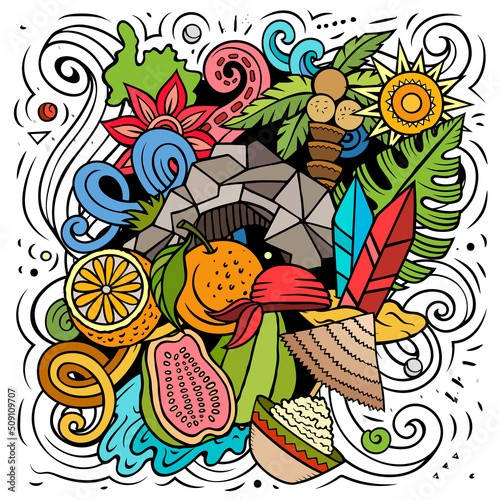 Barbados cartoon vector doodle illustration