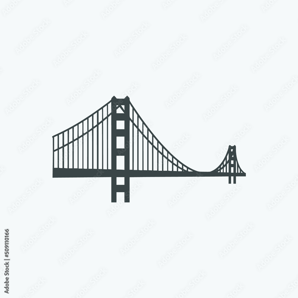 Golden gate bridge vector icon. Isolated gate icon vector design. Designed for web and app design interfaces.