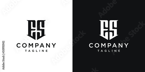 Creative Vintage Letter ES Monogram Logo Design Icon Template White and Black Background photo