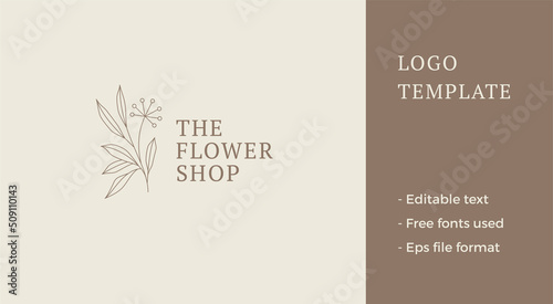 Elegant minimalist dandelion seasonal plant with bud stem and leaves monochrome logo vector