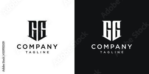 Creative Vintage Letter GG Monogram Logo Design Icon Template White and Black Background
