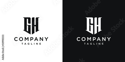 Creative Vintage Letter GH Monogram Logo Design Icon Template White and Black Background photo