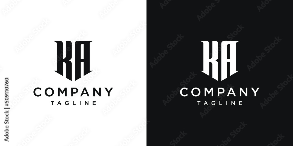 Creative Vintage Letter KA Monogram Logo Design Icon Template White and Black Background - obrazy, fototapety, plakaty 