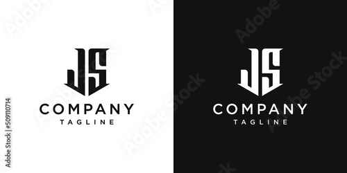 Creative Vintage Letter JS Monogram Logo Design Icon Template White and Black Background