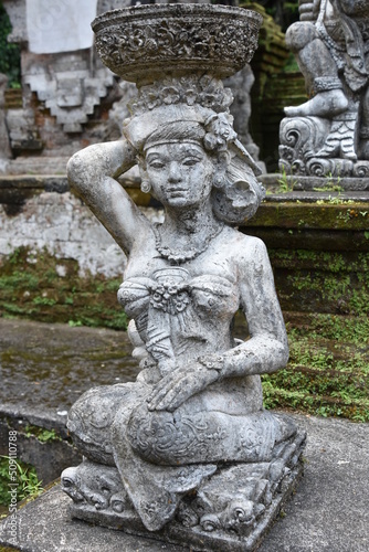 Female Kneeling Stone Statue Portrait  Bali