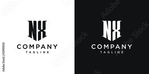 Creative Vintage Letter NX Monogram Logo Design Icon Template White and Black Background photo