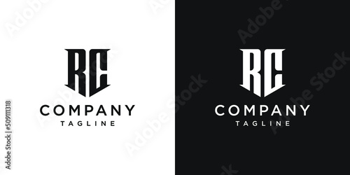 Creative Vintage Letter RC Monogram Logo Design Icon Template White and Black Background