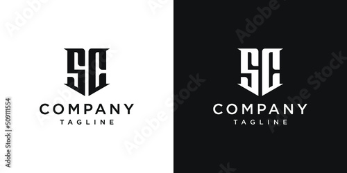 Creative Vintage Letter SC Monogram Logo Design Icon Template White and Black Background