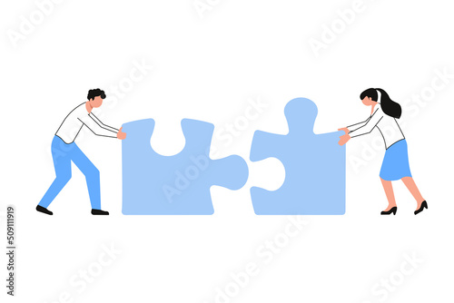 Business partnership concept with team members holding Puzzle Pieces