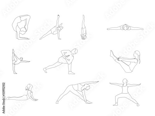 Yoga poses line art Images, Stock Photos, and Vectors, Line drawing yoga Images, Stock Photos and Vectors, Yoga Poses Line Drawing Vector Images, Print Printable Line Art Abstract Art Yoga