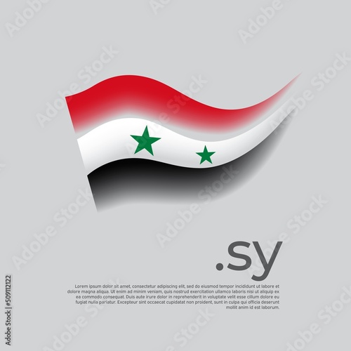 Syria flag. Stripes colors of the syrian flag on a white background. Vector stylized design national poster with sy domain, place for text. State patriotic banner of syria, cover