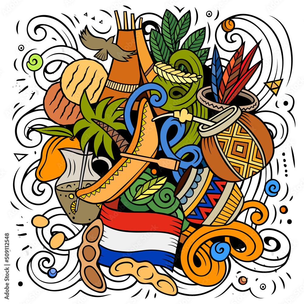 Paraguay hand drawn cartoon doodles illustration. Paraguay hand drawn cartoon doodles illustration.