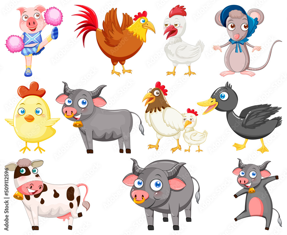 Cute animals with happy smile Cute animals with happy smile