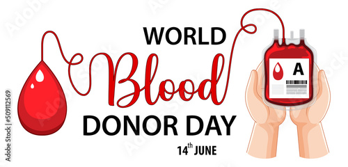 June blood donor day text and icon