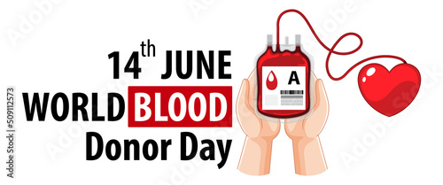 June blood donor day text and icon