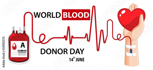 June blood donor day text and icon