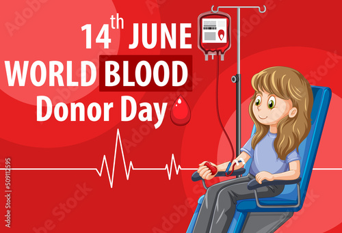 June blood donor day text and icon