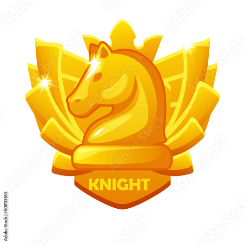 Knight icon. Chess award symbol for chess strategy board game. photo