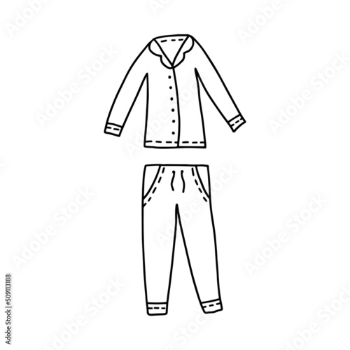 Doodle pyjamas vector illustration. Hand drawn doodle sleeping pyjamas