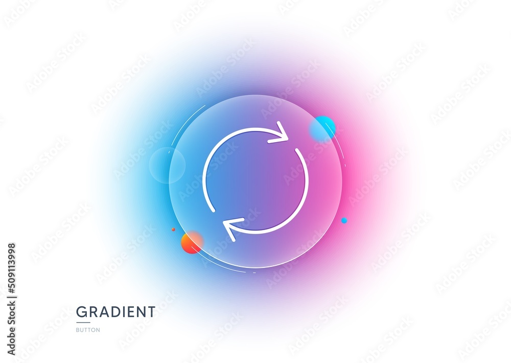Refresh line icon. Gradient blur button with glassmorphism. Rotation arrow sign. Reset or Reload symbol. Transparent glass design. Full rotation line icon. Vector Refresh line icon. Gradient blur button with glassmorphism. Rotation arrow sign. Reset or Reload symbol. Transparent glass design. Full rotation line icon. Vector