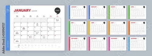 Calendar 2022 month schedule. Inventory, Baggage reclaim and Rocket minimal line icons. Cardboard box, Airplane travel, Boarding pass icons. Vector