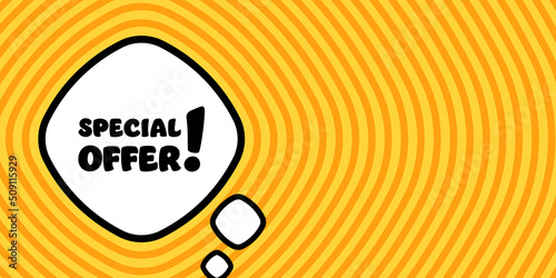 Speech bubble with special offer text. Boom retro comic style. Pop art style. Vector line icon for Business and Advertising
