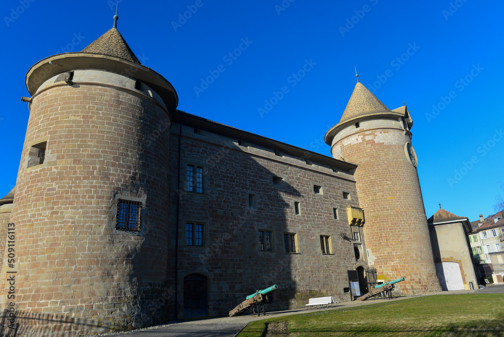 Die Burg Morges in der Stadt Morges im Kanton Waadt, Schweiz